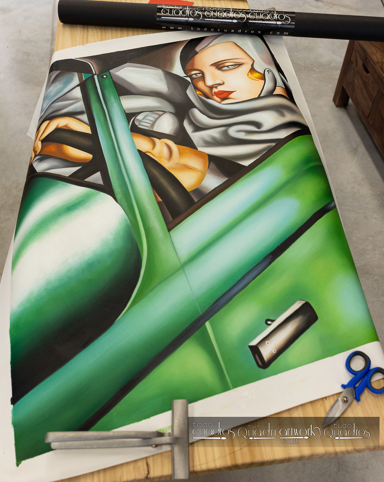 Selbstporträt im grünen Bugatti, Lempicka
