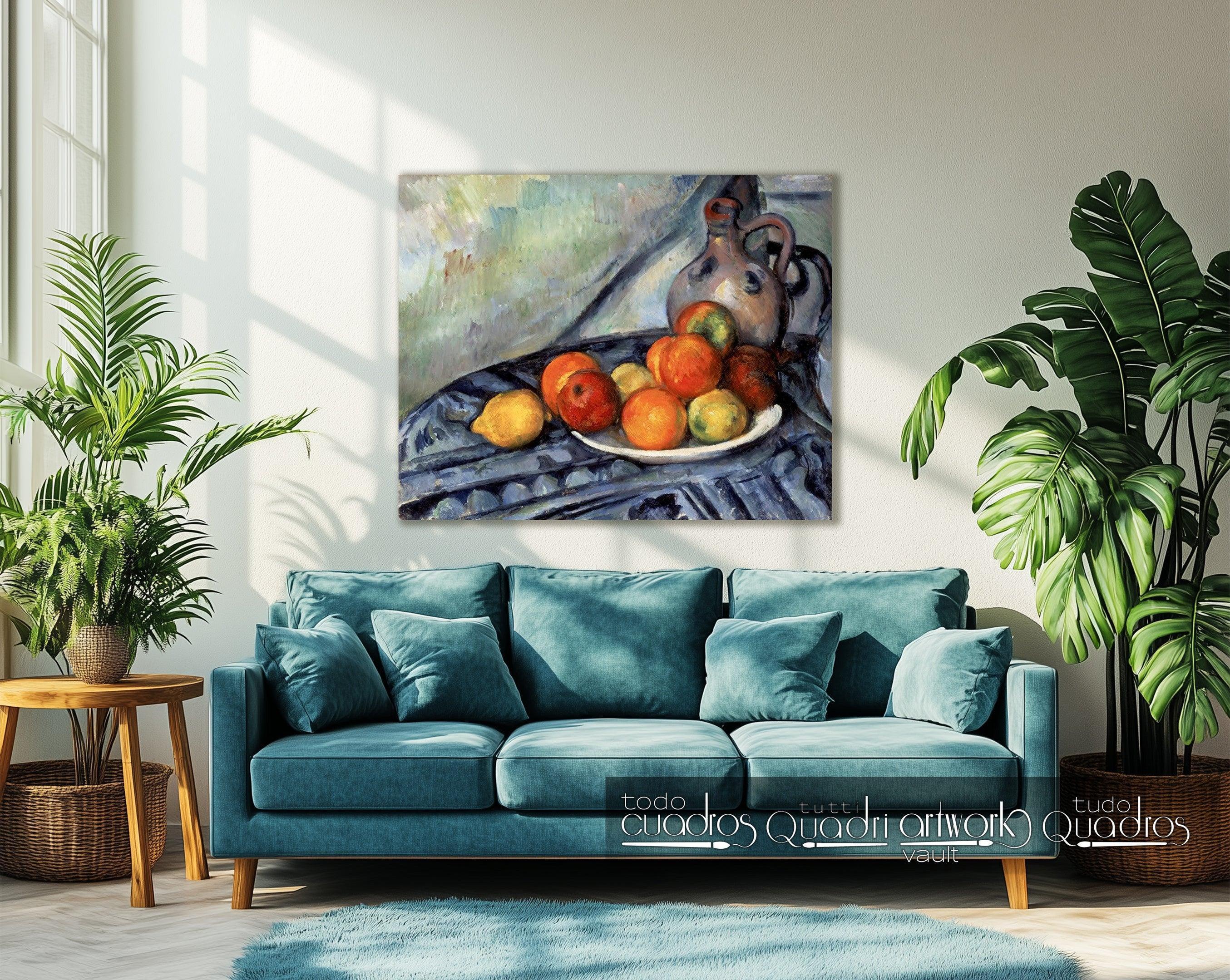 Obst und ein Krug auf einem Tisch, Cézanne