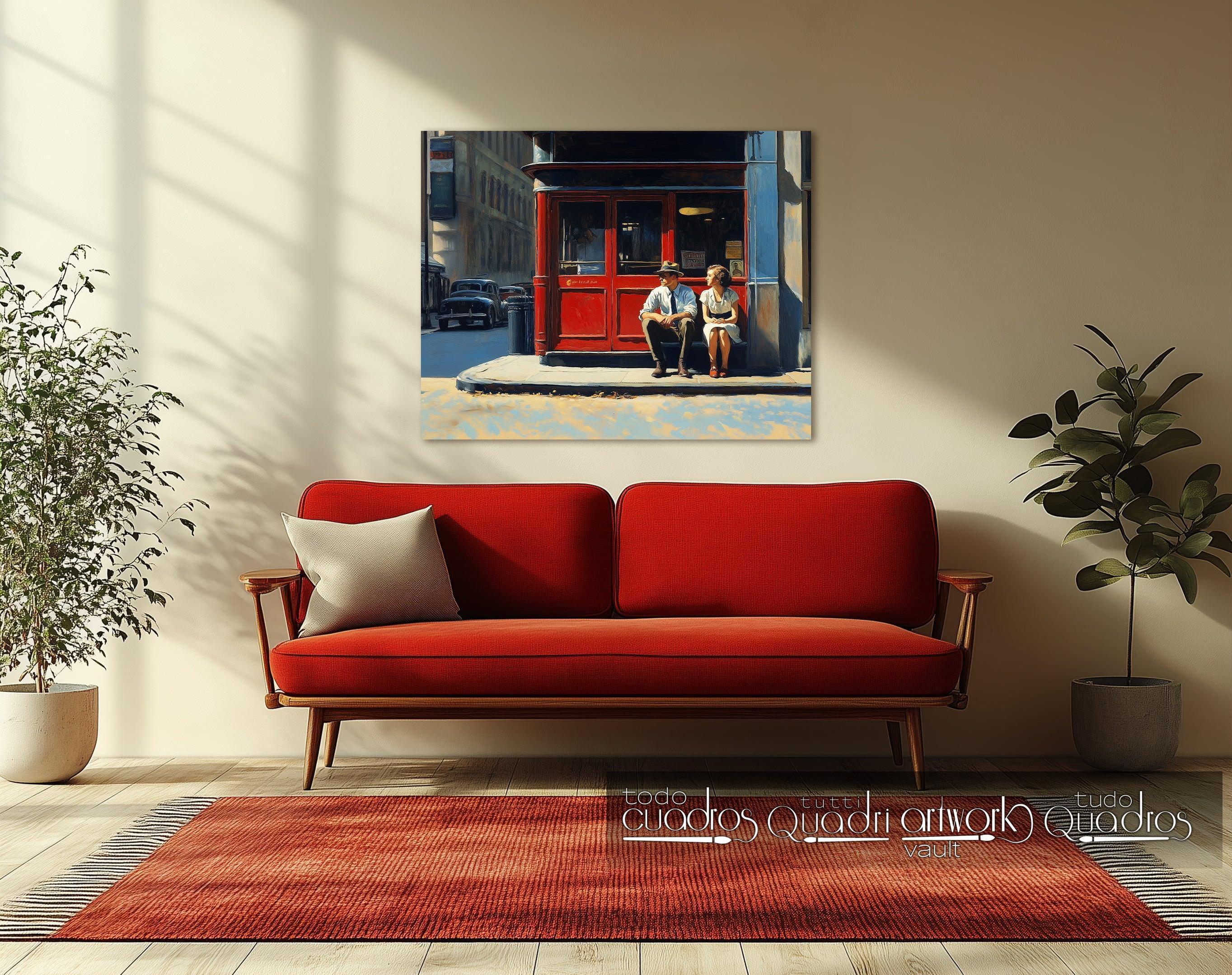 Geteiltes Warten, im Stil von Hopper