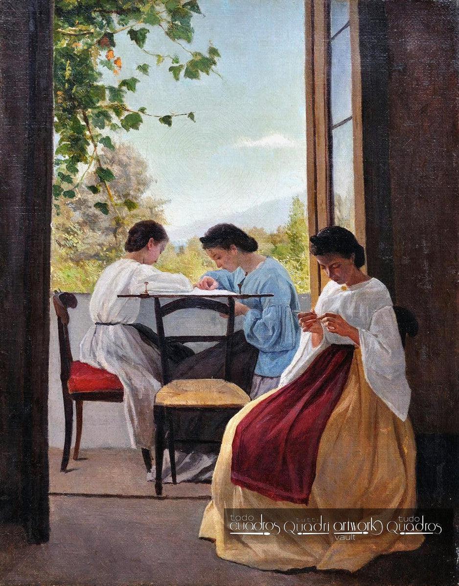 Die Stickerinnen, <span class="nobr">A. Cecioni</span>