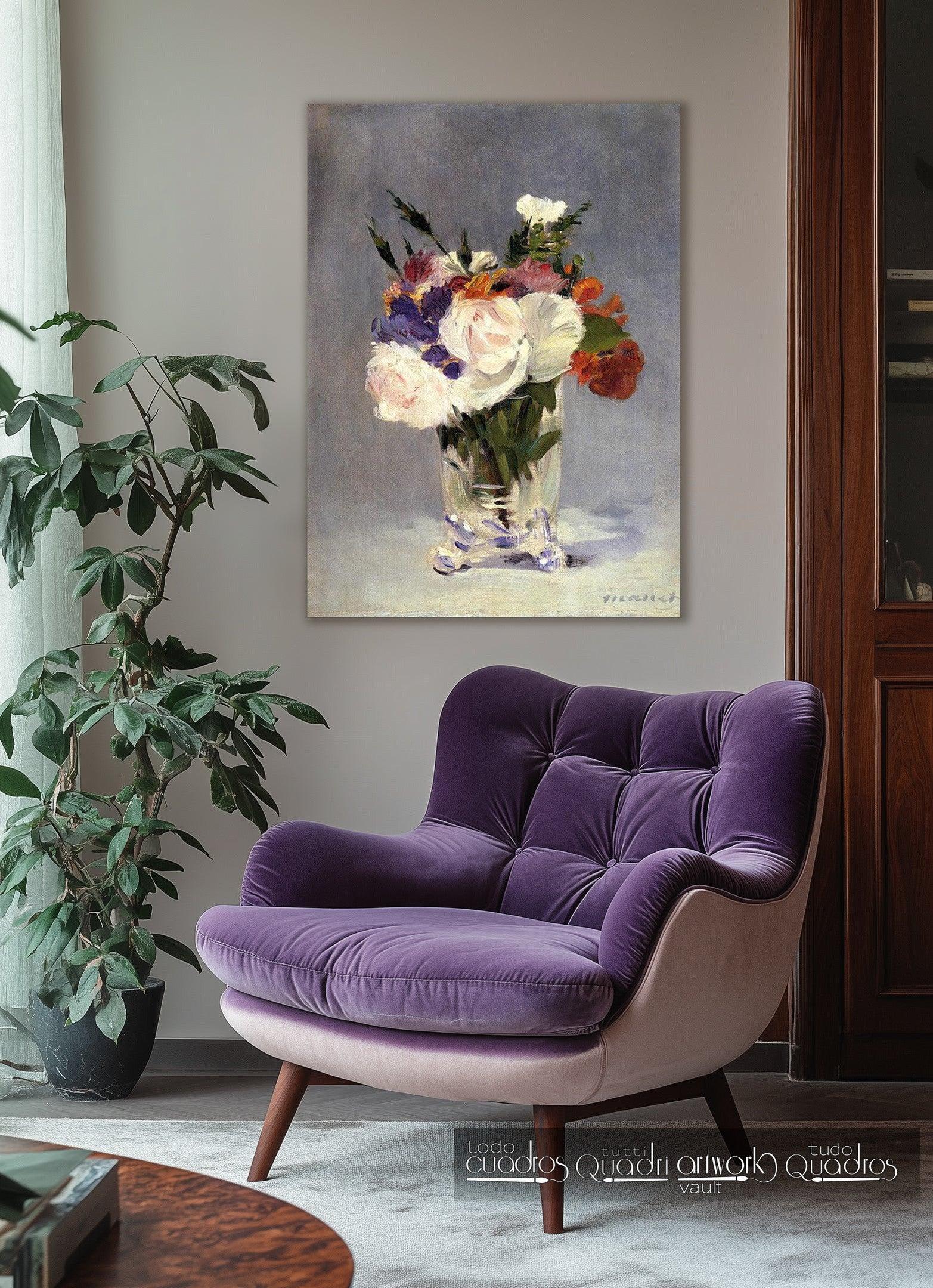 Blumen in einer Kristallvase, Manet