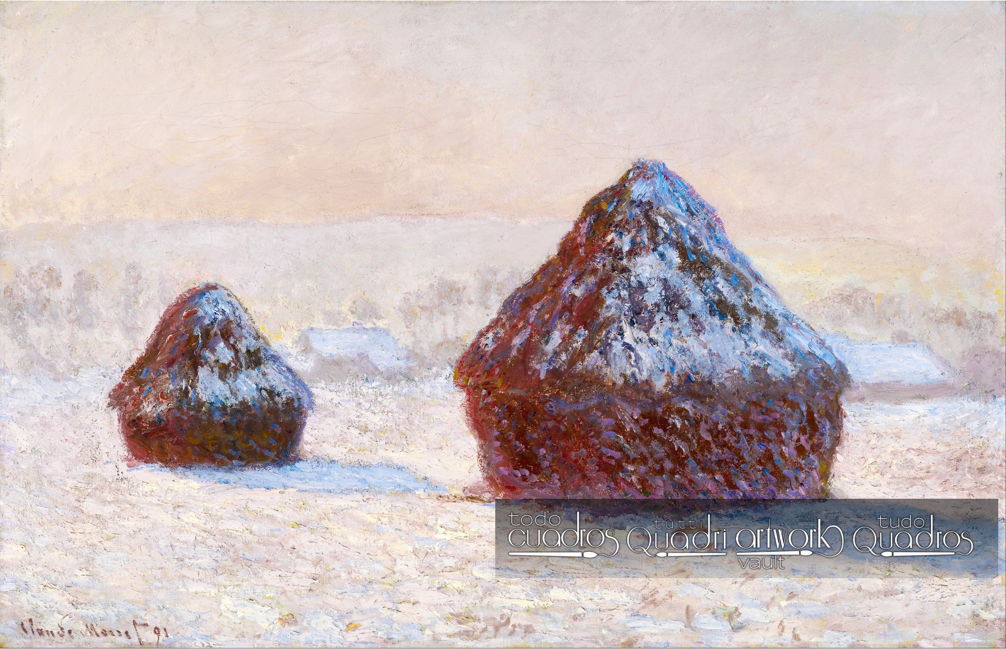 Weizenfeld, Schnee Effekt, Morgen, Monet