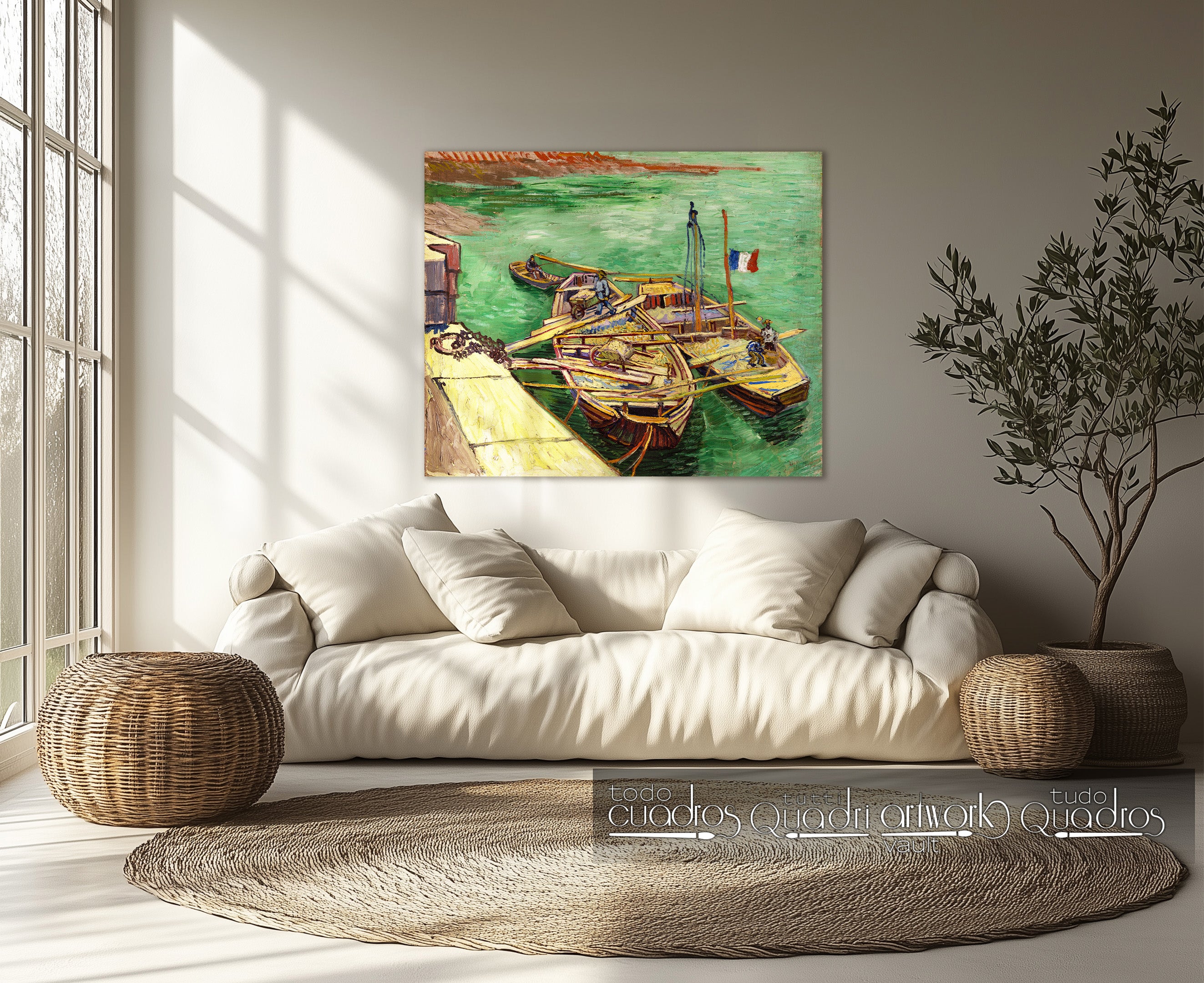 Kai mit Männern beim Entladen von Sandkähnen, Van Gogh