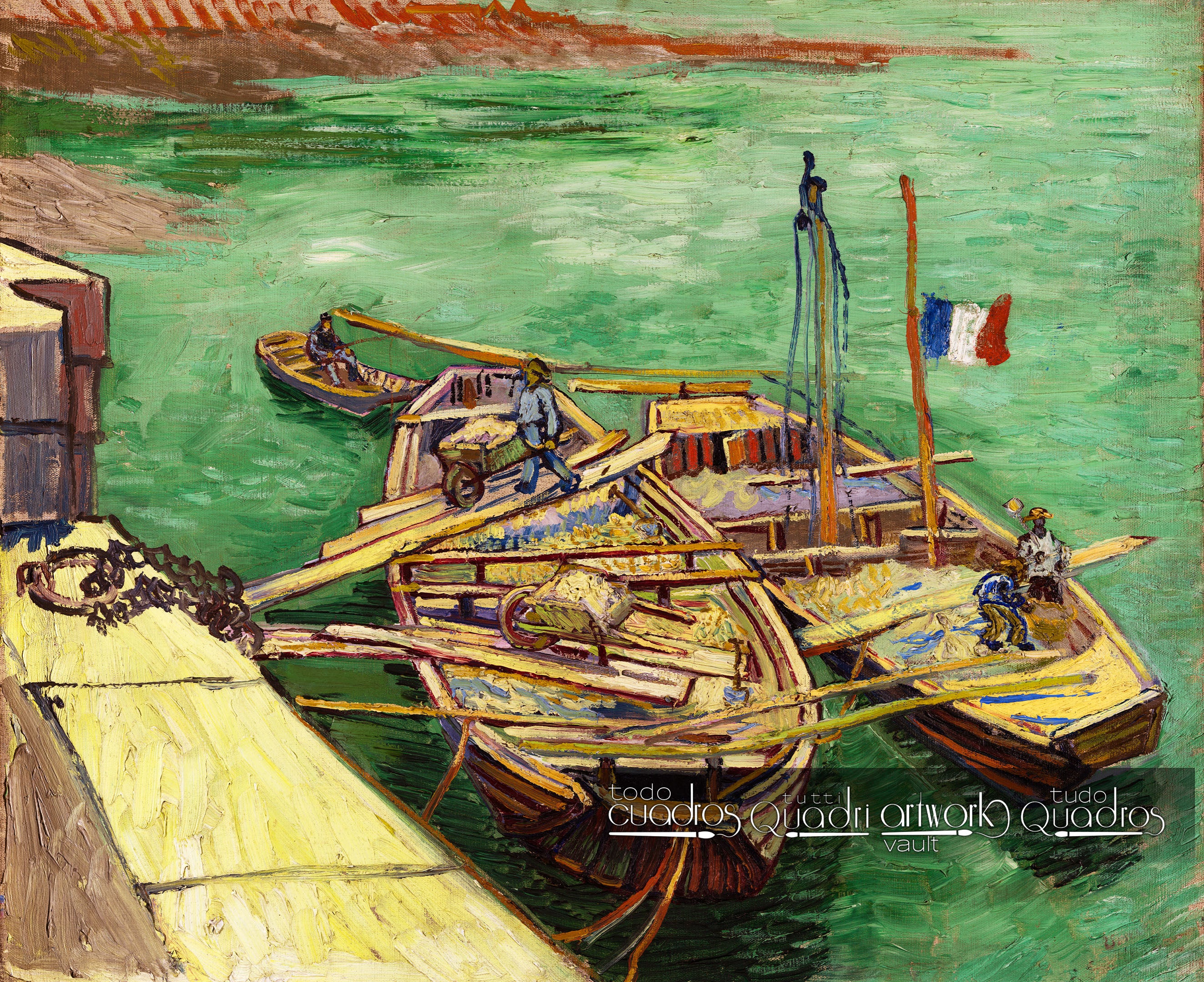 Kai mit Männern beim Entladen von Sandkähnen, Van Gogh