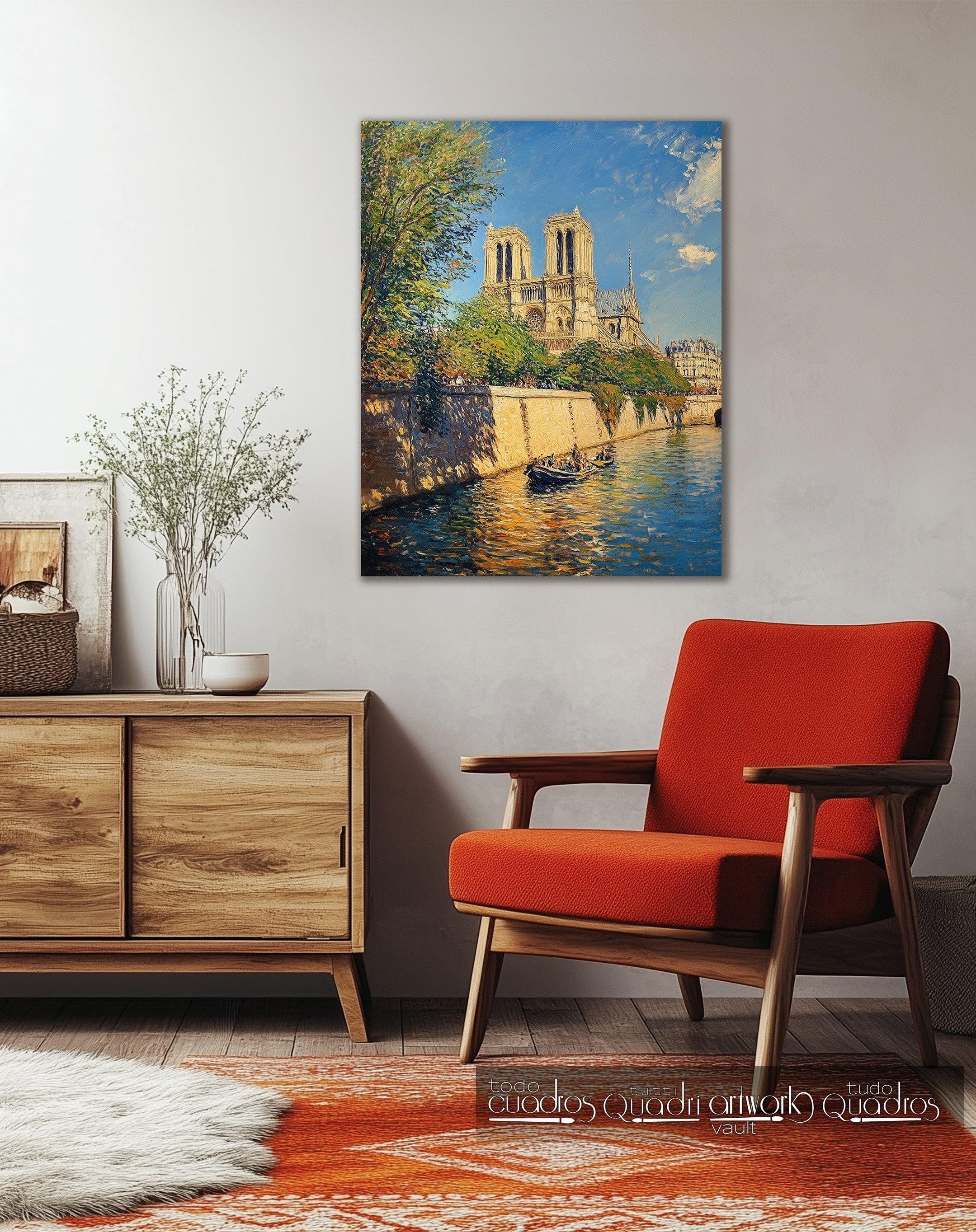 Bootsfahrt unter Notre-Dame, im Stil von Monet