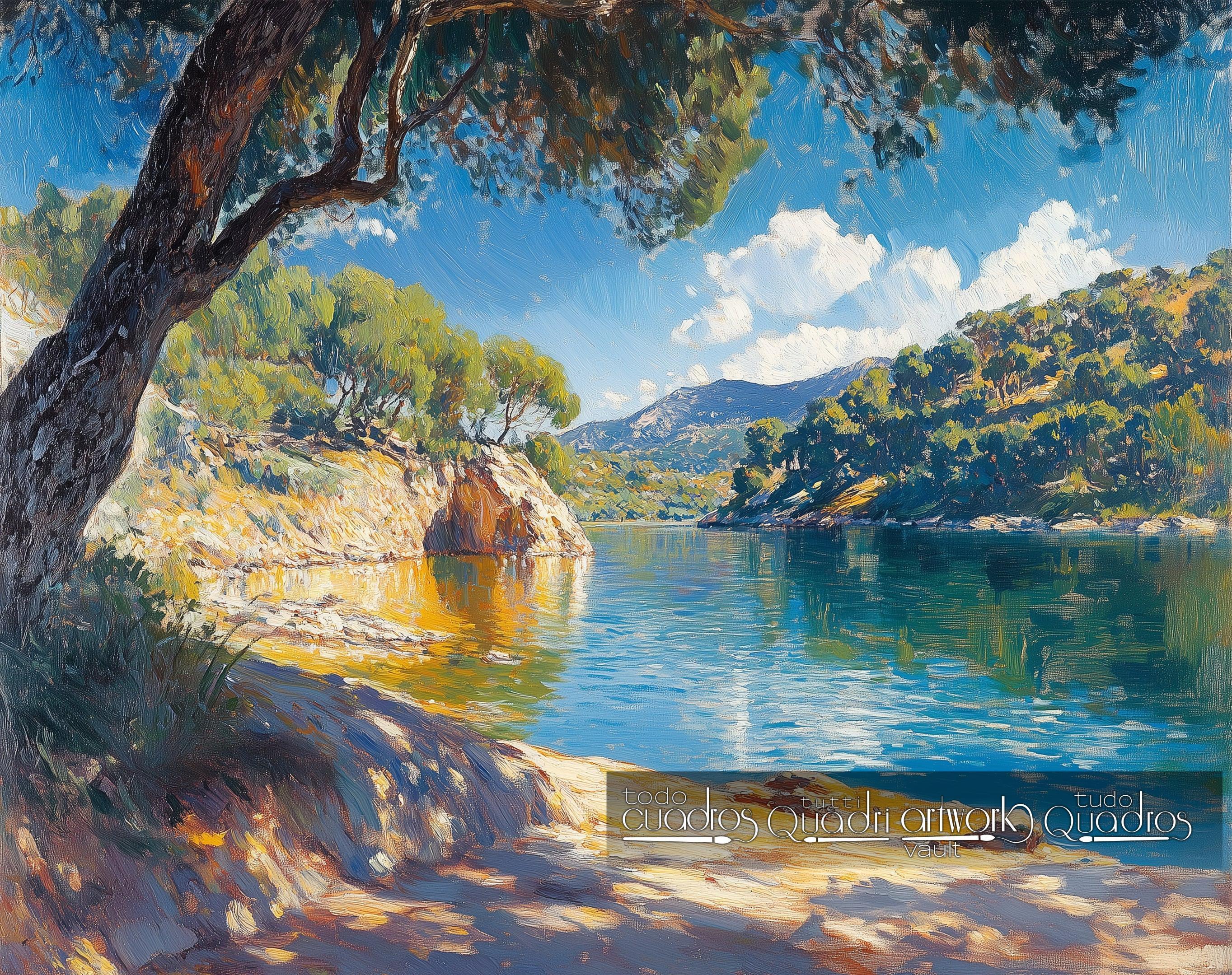 Licht und Ruhe am Ufer, im Stil von Sorolla