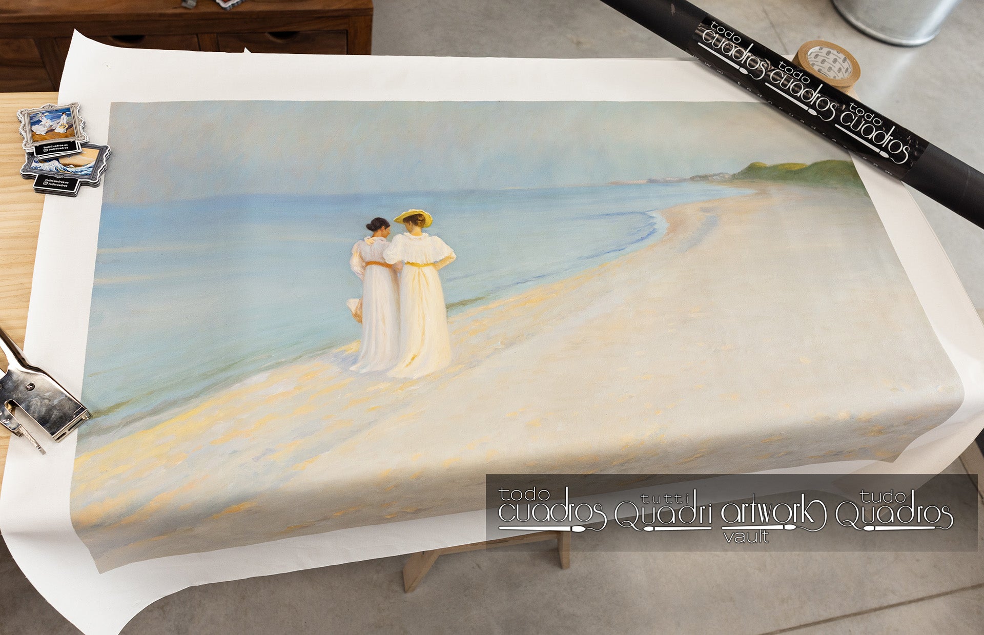 Sommerabend am Skagener Südstrand. Anna Ancher und Marie Krøyer beim Spaziergang, P. S. Krøyer