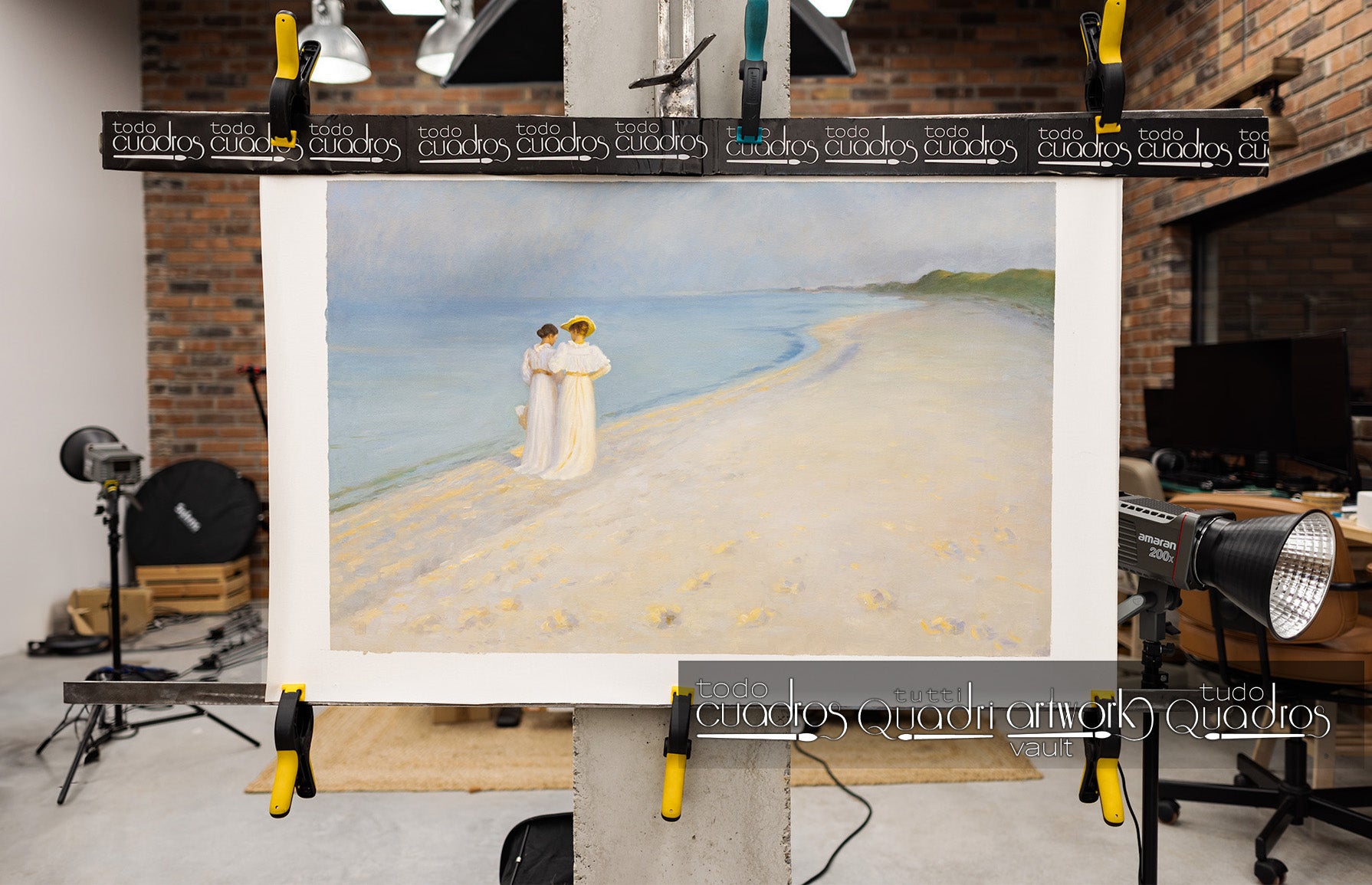 Sommerabend am Skagener Südstrand. Anna Ancher und Marie Krøyer beim Spaziergang, P. S. Krøyer