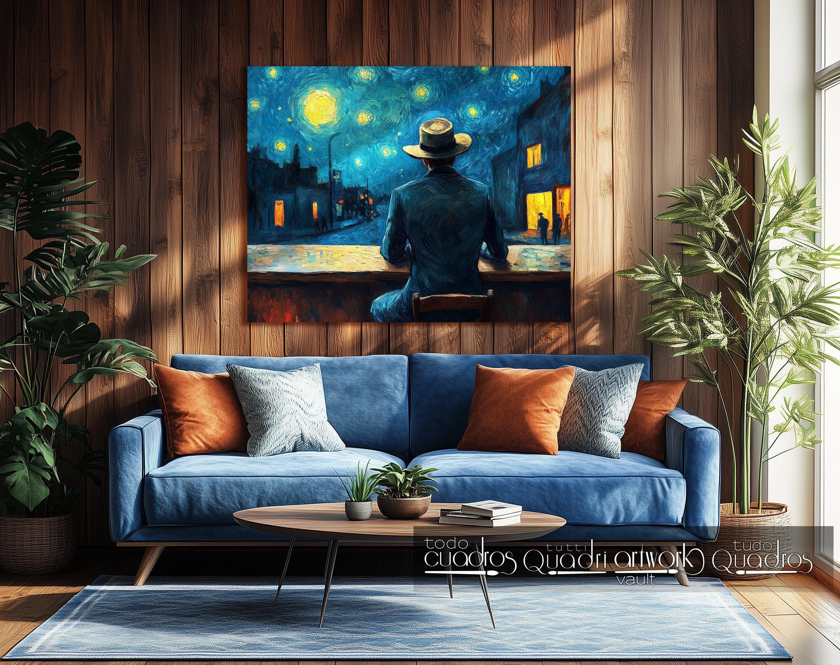 Die Nachtschwärmer, im Stil von Van Gogh