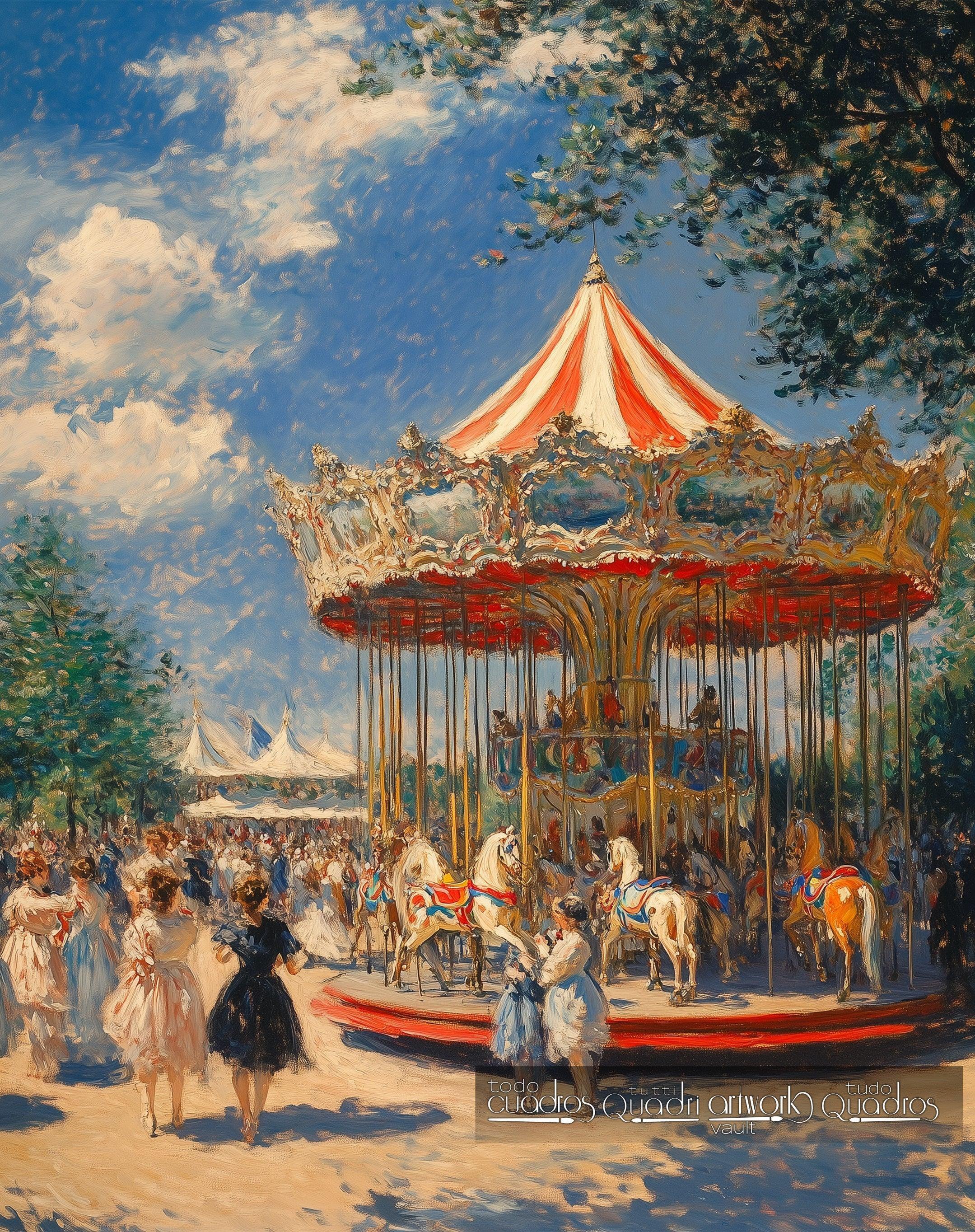 Die Magie des Karussells, im Stil von Monet