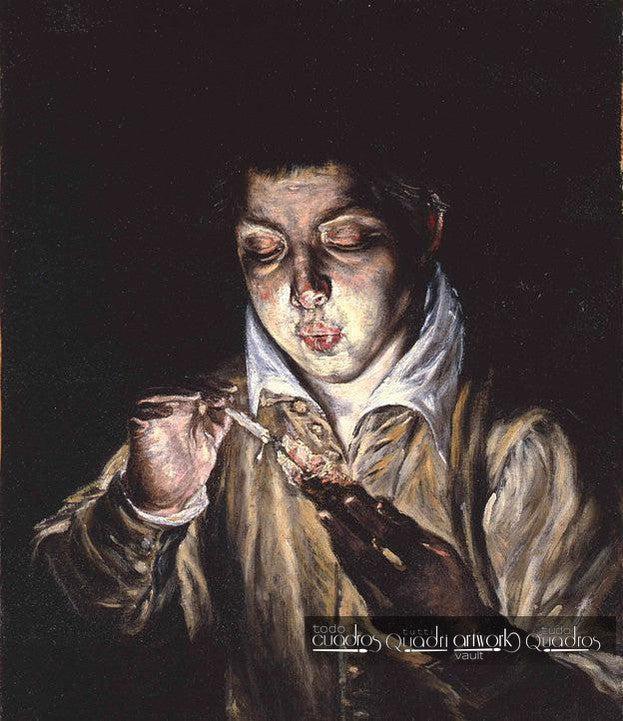Ein Junge bläst auf eine Glut, El Greco