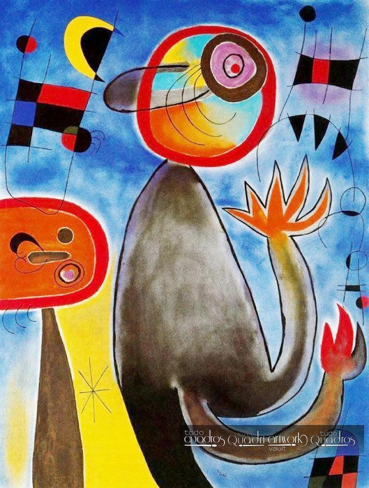 Leitern durchqueren den blauen Himmel in einem Feuerrad, Miró