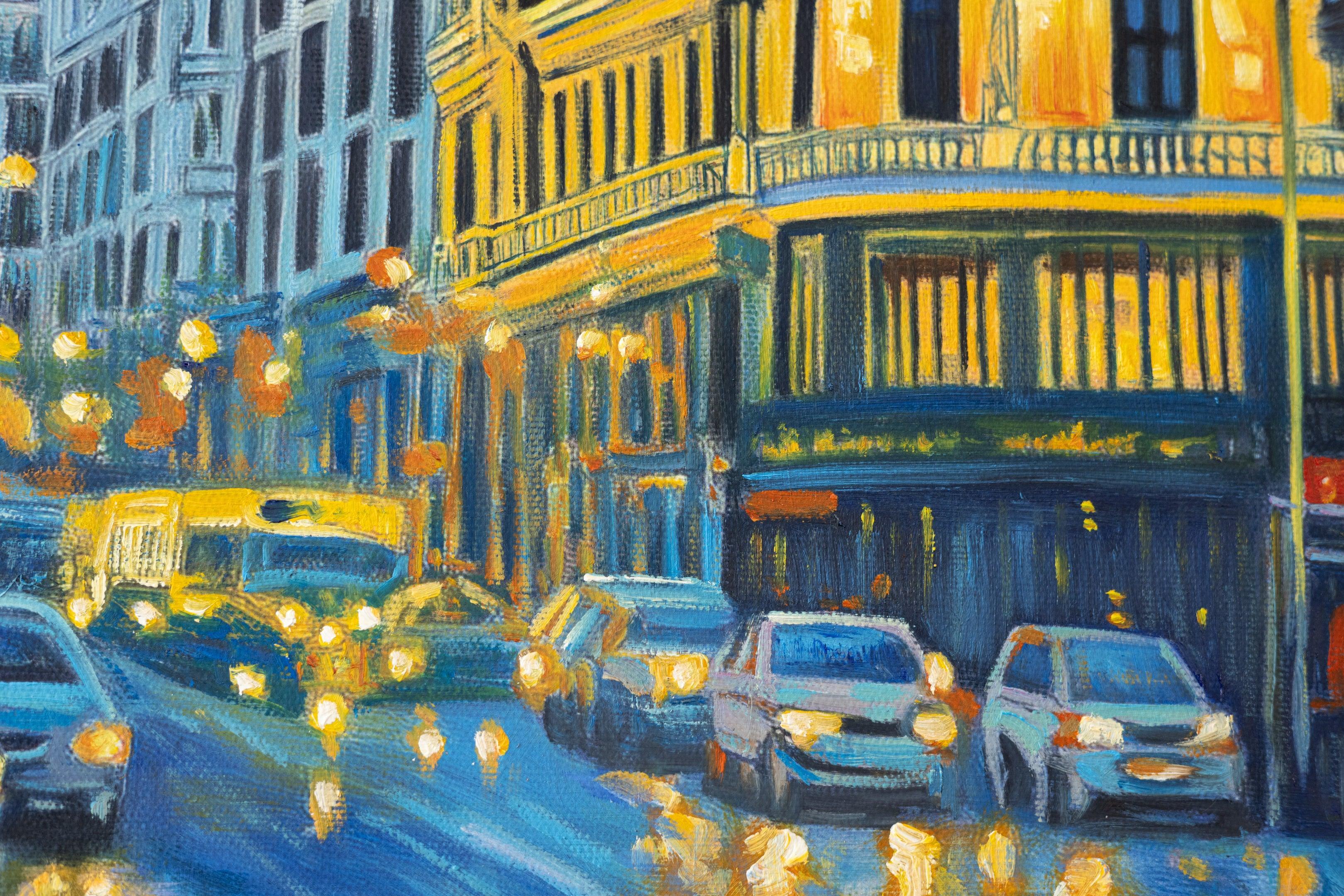 Nacht in Madrid, im Stil von Van Gogh