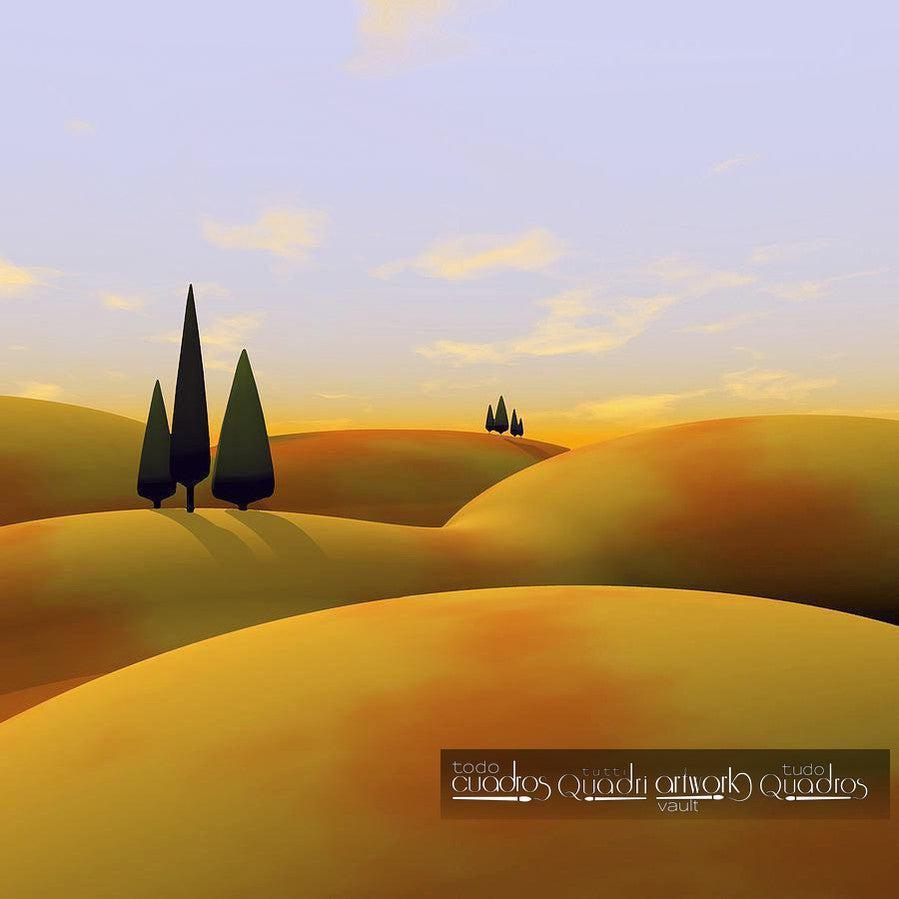 Hügel bei Sonnenuntergang, Öl