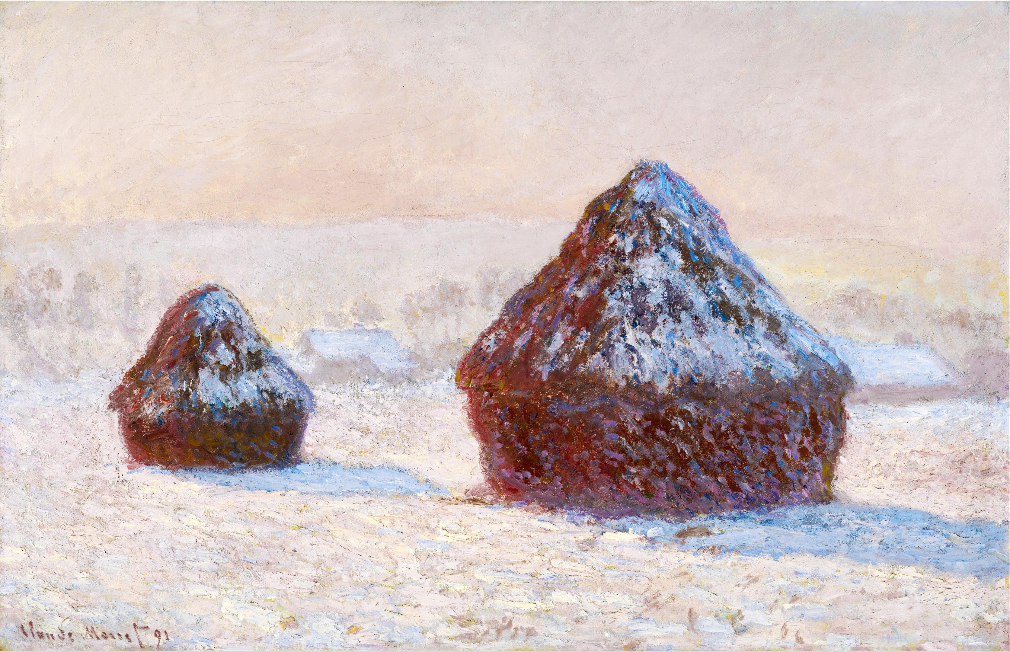 Weizenfeld, Schnee Effekt, Morgen, Monet