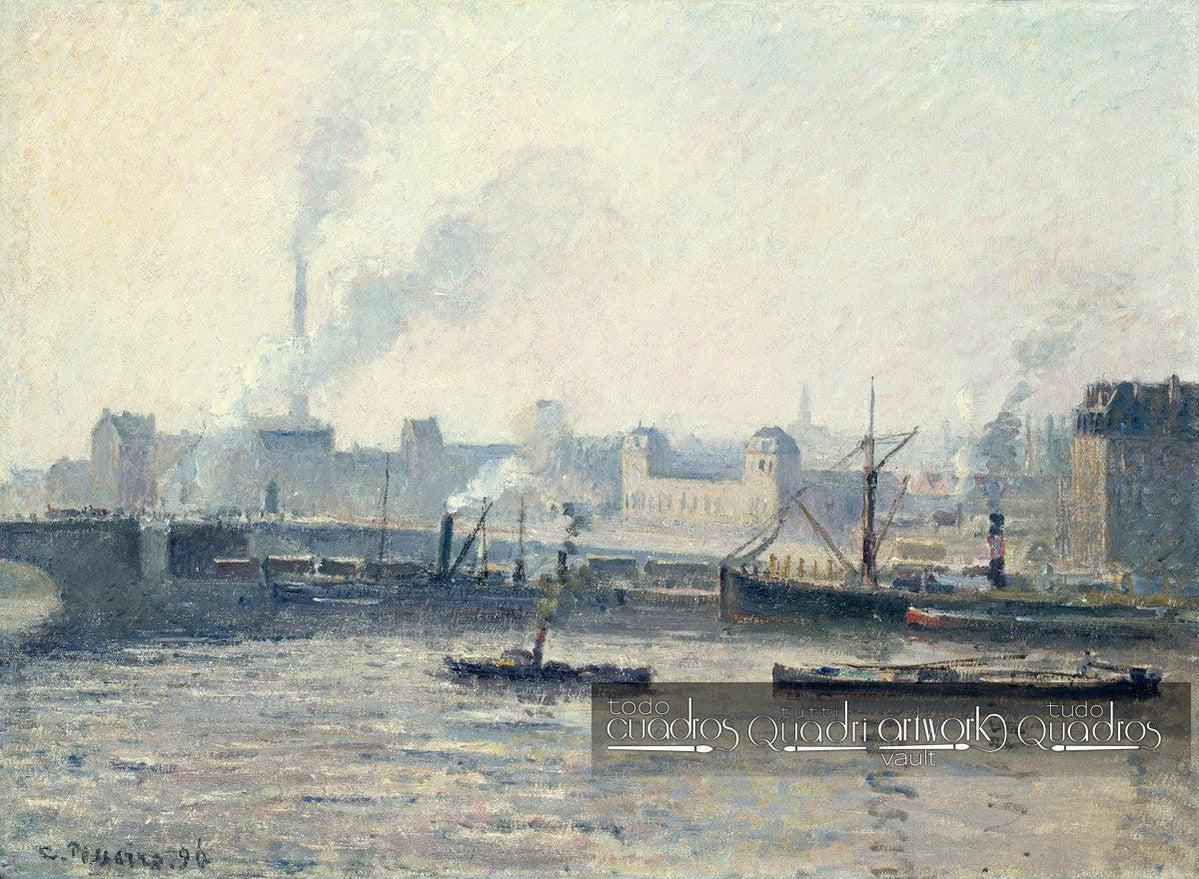 Die Brücke Saint-Sever, Rouen, Nebel. Pissarro