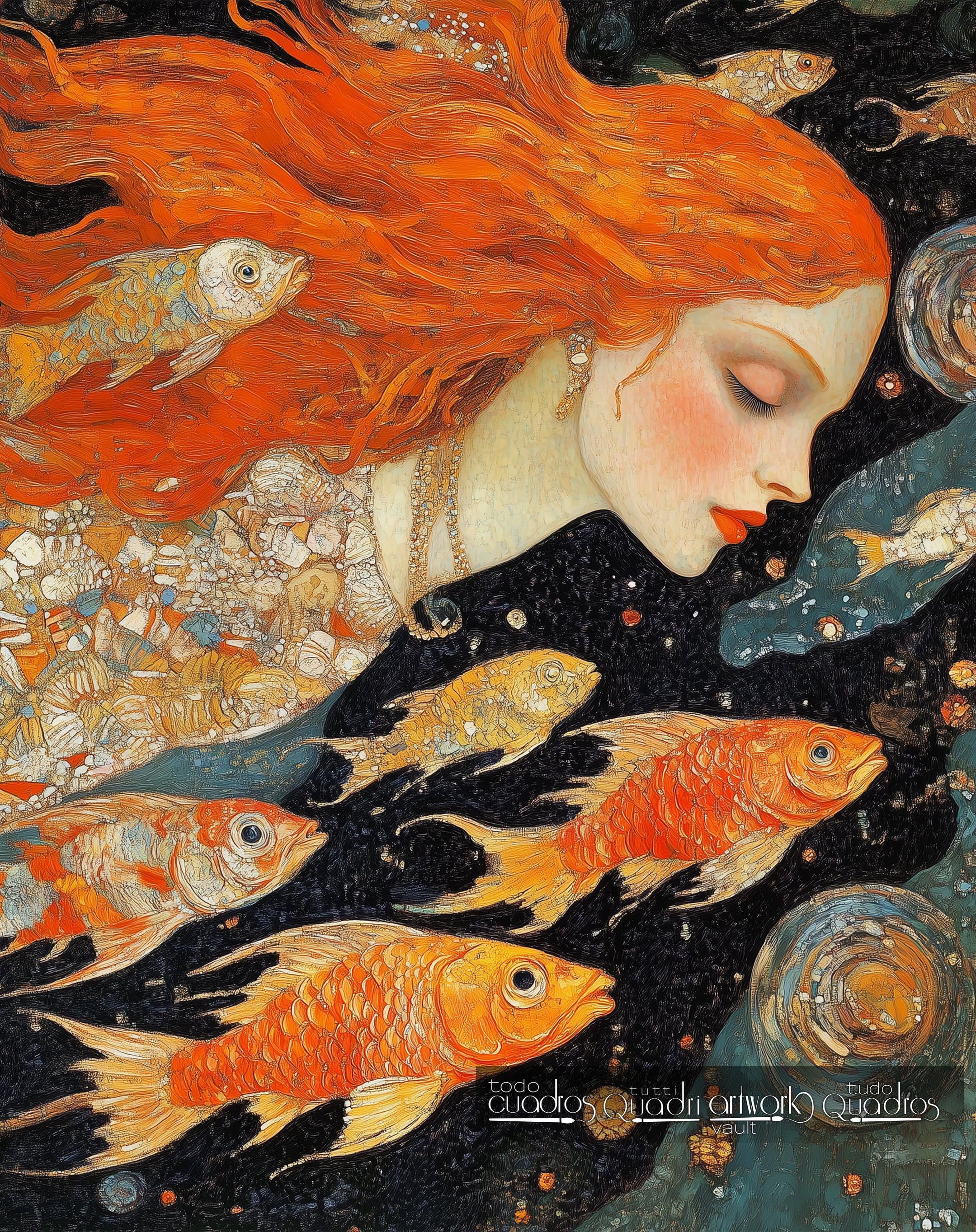 Die Dame des Ozeans, im Stil von Klimt
