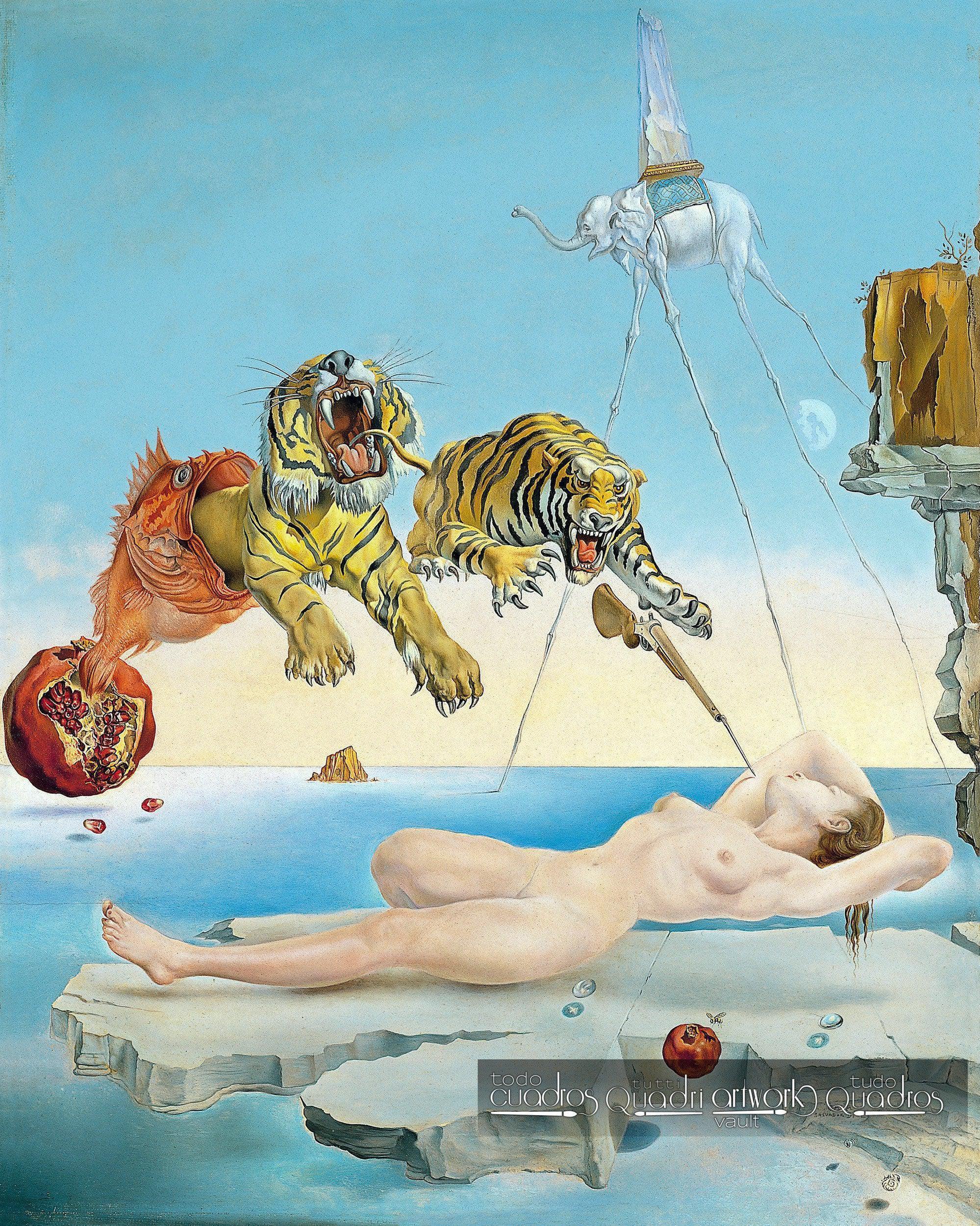 Traum, verursacht durch den Flug einer Biene um einen Granatapfel, eine Sekunde vor dem Aufwachen, Dalí