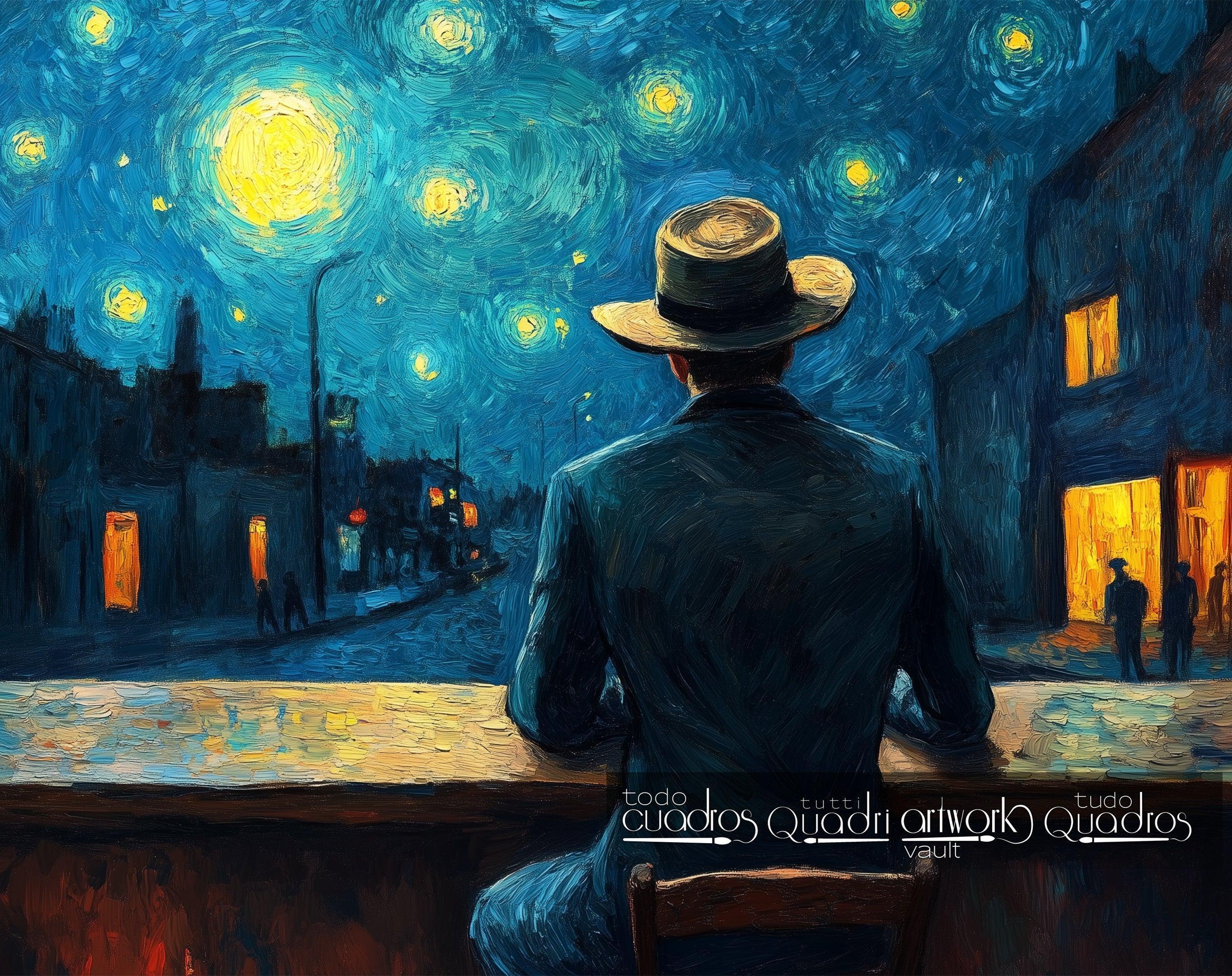 Die Nachtschwärmer, im Stil von Van Gogh
